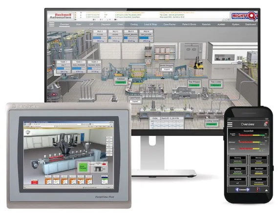 Pantalla de un sistema SCADA FactoryTalk View